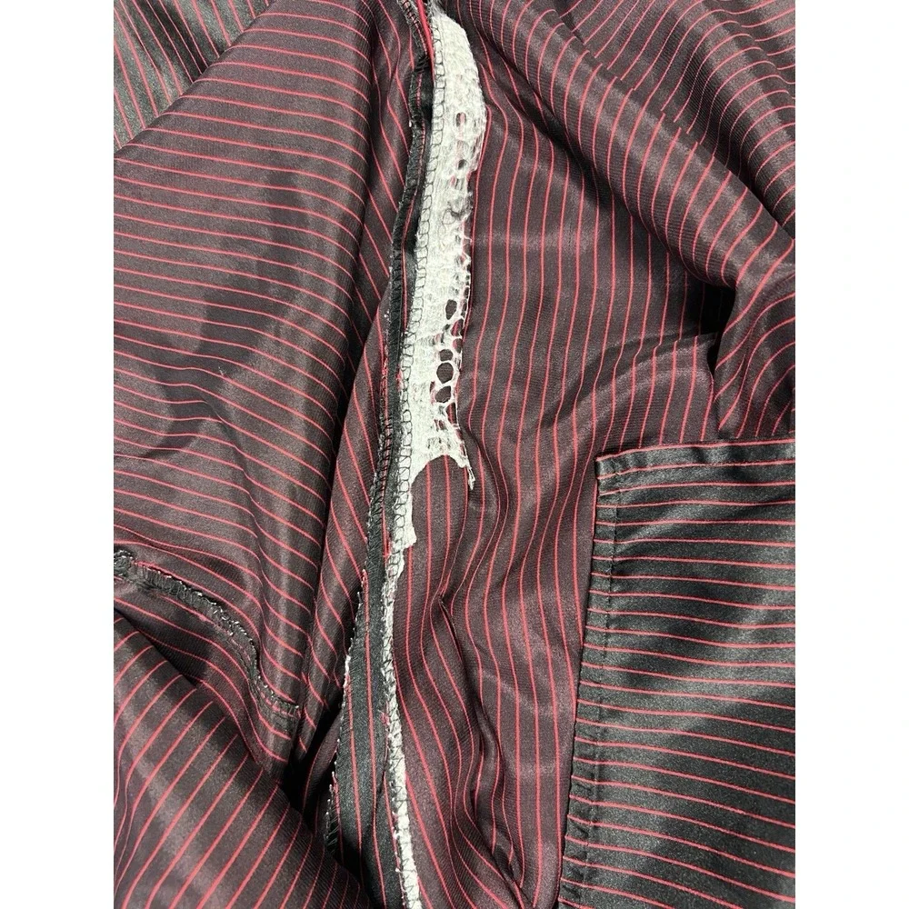 Secret Treasures Pajama Set Womens‎ Large Black Red Pinstripe Satin Long Sleeve